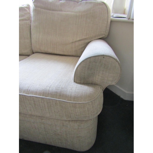11 - Upholstered Settee Two Seater Modern Cream Fabric Upholstery Approximately 5ft Wide