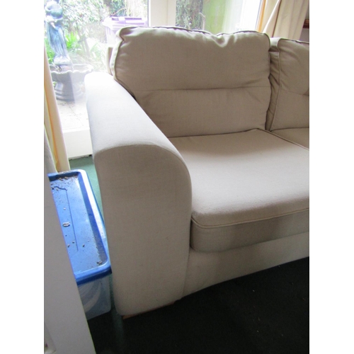 12 - Matching Upholstered Settee Two Seater Modern Cream Fabric Upholstery Approximately 5ft Wide and Var... 