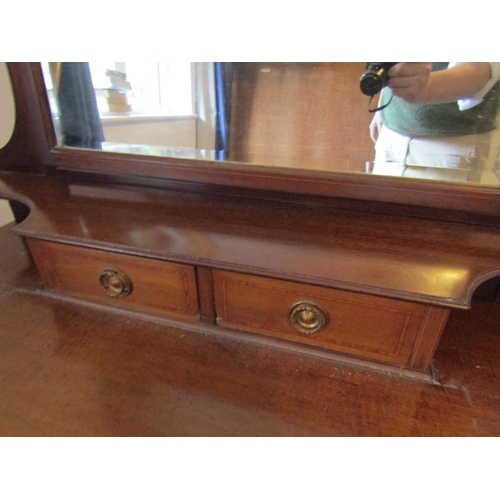 129 - Antique Mahogany Dressing Table Chest with Mirror Above Two Short Single Long Drawer Approximately 4... 