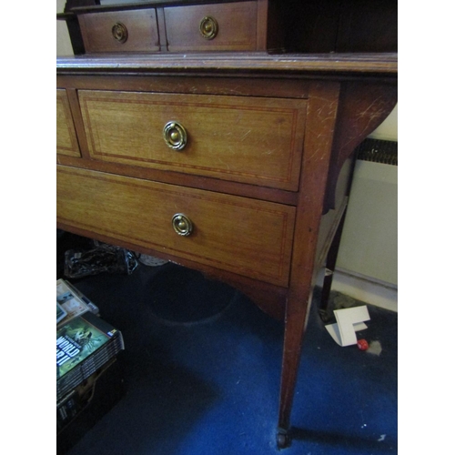 129 - Antique Mahogany Dressing Table Chest with Mirror Above Two Short Single Long Drawer Approximately 4... 