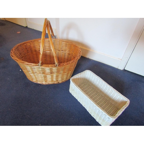 132 - Large Basket of Various Irish Linens and Two Other Carry Baskets Basket of Linens Approximately 3ft ... 