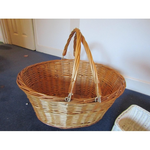 132 - Large Basket of Various Irish Linens and Two Other Carry Baskets Basket of Linens Approximately 3ft ... 