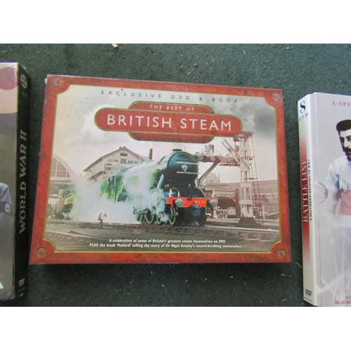 136 - Three Unopened Presentation Boxes Recorded History of World War II, British Steam Trains and World W... 