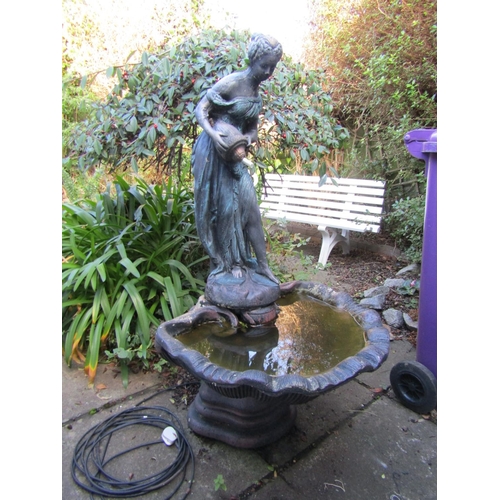 137 - Garden Water Fountain Depicting Maiden with Ewer atop Scallop Shell Basin