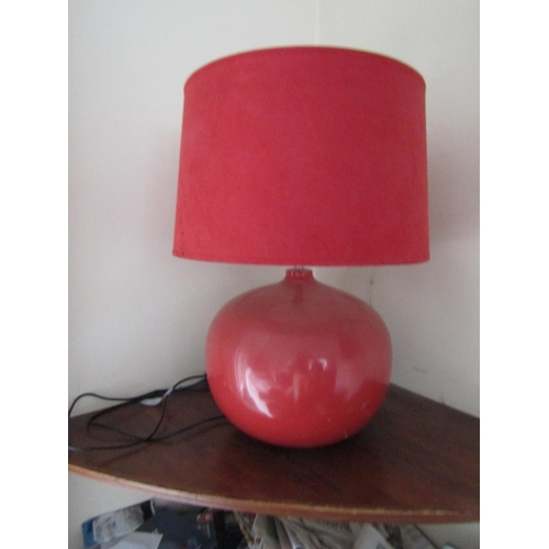 14 - Vintage Ceramic Globe Form Table Lamp with Linen Clad Shade Electrified Working Order Approximately ... 