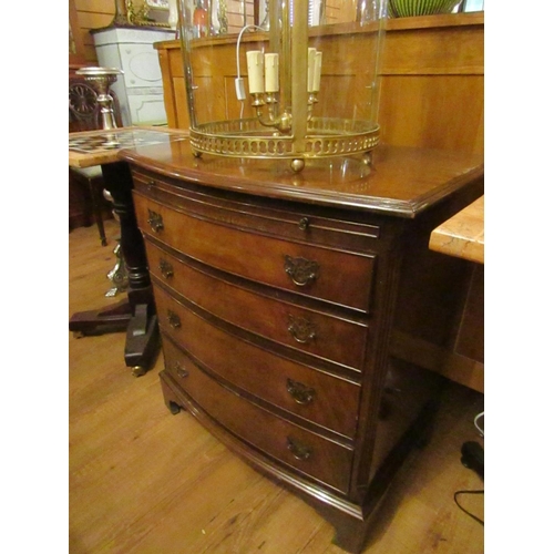 140 - Figured Mahogany Bow Front Chest of Drawers with Brushing Slide Above Bracket Supports Approximately... 