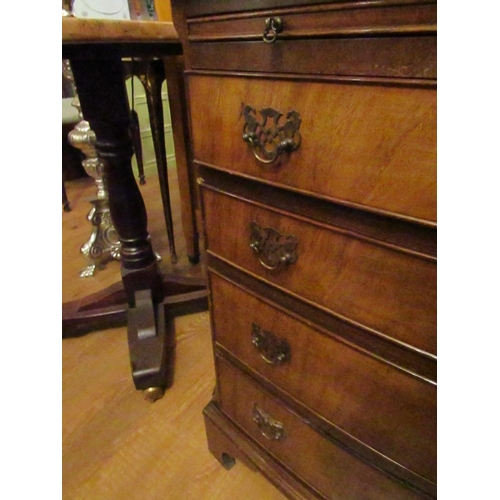 140 - Figured Mahogany Bow Front Chest of Drawers with Brushing Slide Above Bracket Supports Approximately... 