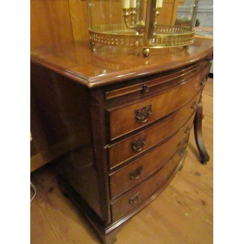 140 - Figured Mahogany Bow Front Chest of Drawers with Brushing Slide Above Bracket Supports Approximately... 