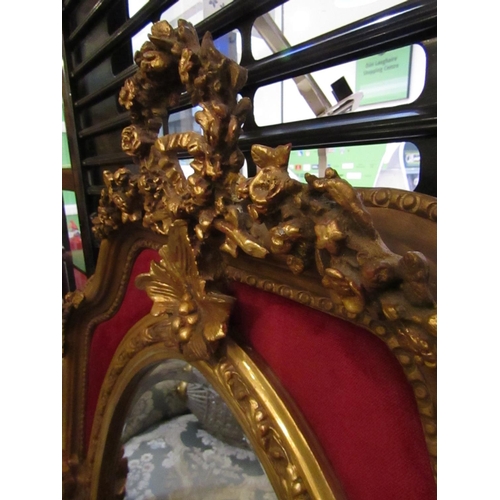 142 - Gilded Shape Form Wall Mirror with Upper Cartouche Decoration Approximately 3ft 4 Inches High x 30 I... 