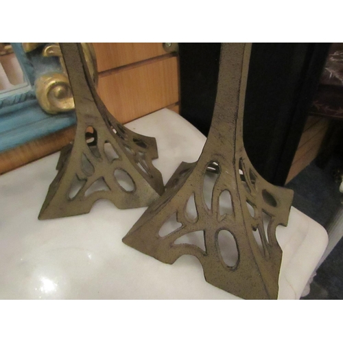 144 - Pair of Metal Art Nouveau Style Candle Rests Each Approximately 20 Inches High