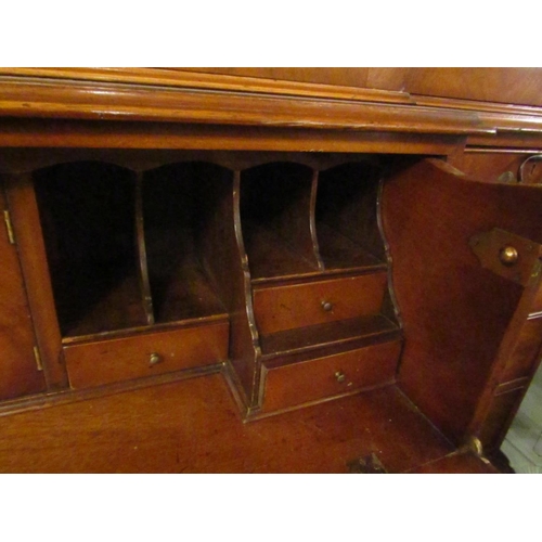 151 - Figured Mahogany Astro Glazed Four Door Bookcase with Fitted Secretaire Drawer Above Cupboard Base B... 