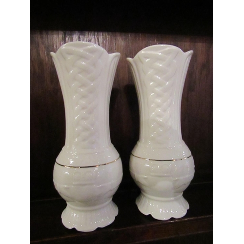 152 - Pair of Belleek Shaped Form Vases Each Approximately 9 Inches High