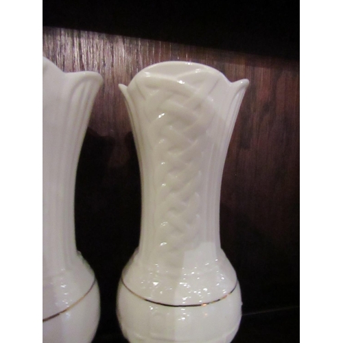 152 - Pair of Belleek Shaped Form Vases Each Approximately 9 Inches High