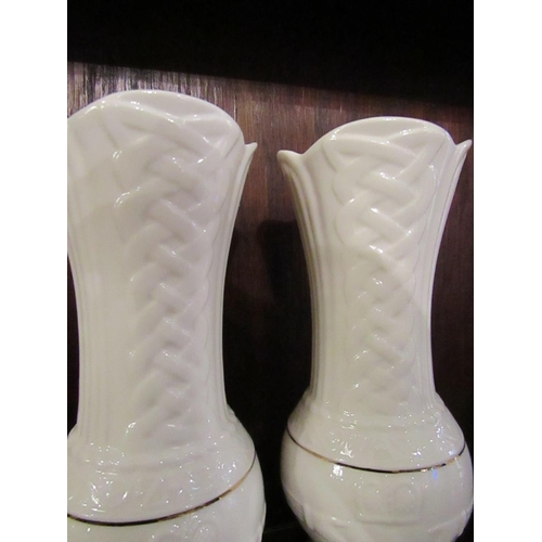 152 - Pair of Belleek Shaped Form Vases Each Approximately 9 Inches High