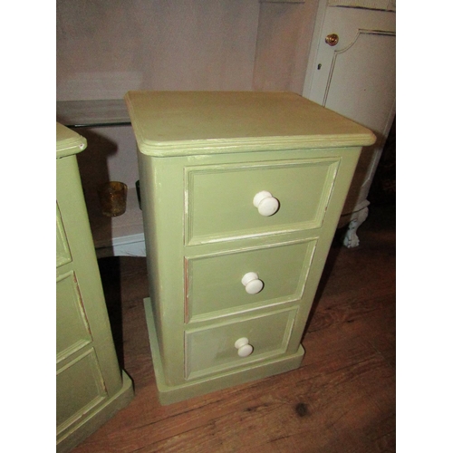 159 - Pair of Painted Pine Side Chests Three Drawers Above Plinth Bases Each Approximately 14 Inches Wide ... 