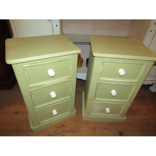 159 - Pair of Painted Pine Side Chests Three Drawers Above Plinth Bases Each Approximately 14 Inches Wide ... 