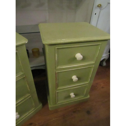 159 - Pair of Painted Pine Side Chests Three Drawers Above Plinth Bases Each Approximately 14 Inches Wide ... 