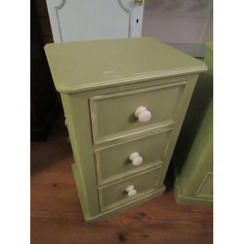 159 - Pair of Painted Pine Side Chests Three Drawers Above Plinth Bases Each Approximately 14 Inches Wide ... 