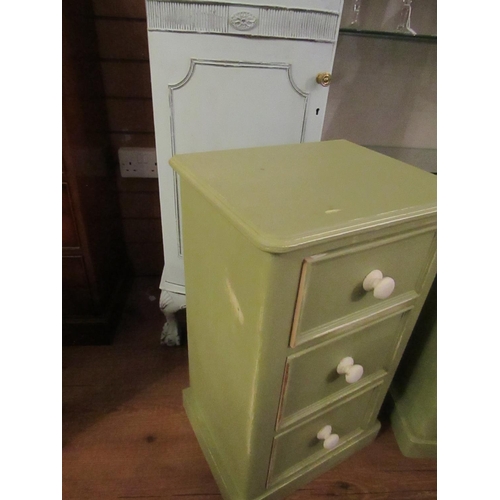 159 - Pair of Painted Pine Side Chests Three Drawers Above Plinth Bases Each Approximately 14 Inches Wide ... 