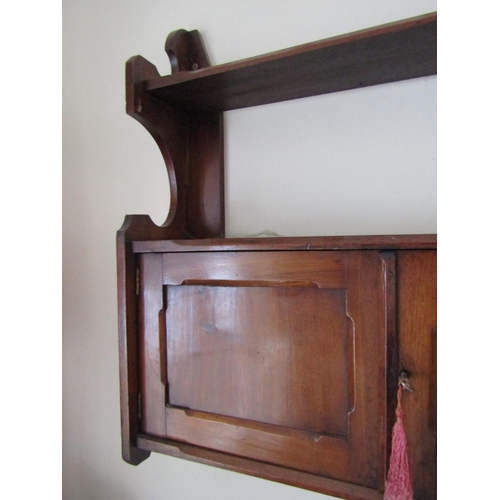 16 - Antique Mahogany Twin Cupboard Door Shelf Unit Approximately 25 Inches Wide