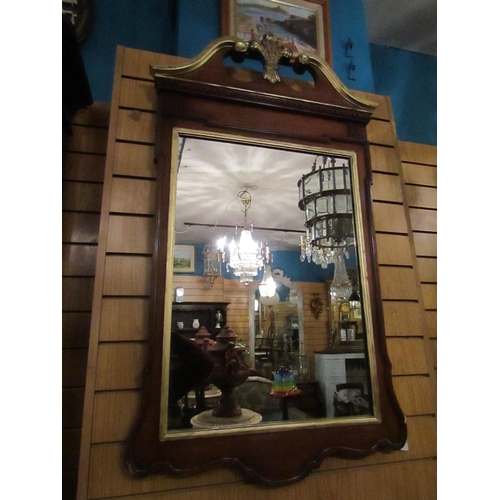 161 - Figured Mahogany Parcel Gilt Shaped Form Chippendale Wall Mirror Approximately 3fr 6 Inches High x 2... 