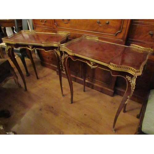 173 - Pair of Figured Kingswood Marquetry Decorated Ormolu Mounted Side Tables Attractive Form Each Approx... 