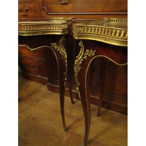 173 - Pair of Figured Kingswood Marquetry Decorated Ormolu Mounted Side Tables Attractive Form Each Approx... 