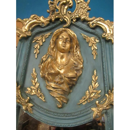 174 - Carved and Gilded Pier Mirror with Upper Cartouche Approximately 6ft High x 18 Inches Wide