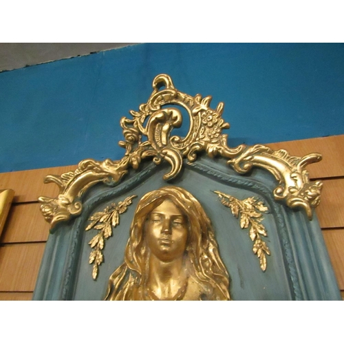 174 - Carved and Gilded Pier Mirror with Upper Cartouche Approximately 6ft High x 18 Inches Wide