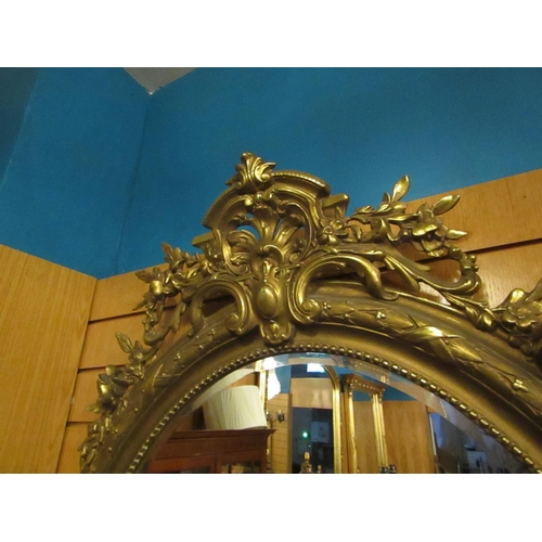 179 - Gilded Circular Form Over Mantle Mirror with Upper and Lower Cartouche Decoration Approximately 3ft ... 