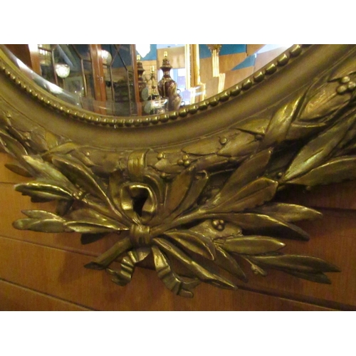 179 - Gilded Circular Form Over Mantle Mirror with Upper and Lower Cartouche Decoration Approximately 3ft ... 