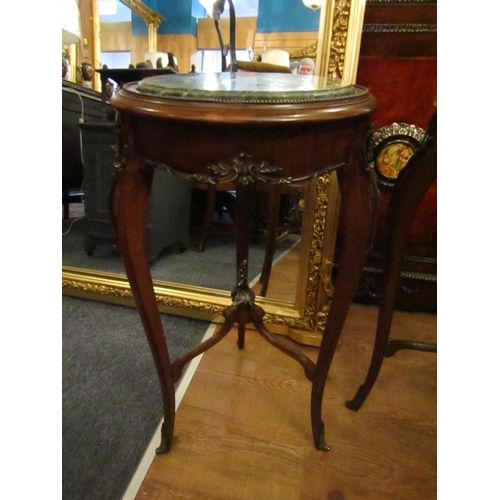 180 - Pair of Circular Form Green Marble Top Side Tables Mahogany Ormolu Mounted Each Approximately 14 Inc... 