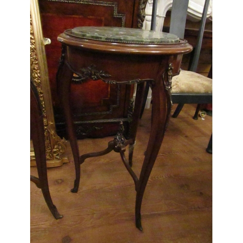 180 - Pair of Circular Form Green Marble Top Side Tables Mahogany Ormolu Mounted Each Approximately 14 Inc... 