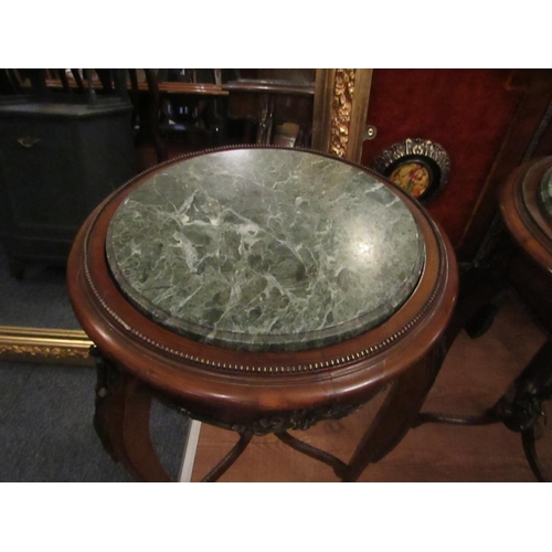 180 - Pair of Circular Form Green Marble Top Side Tables Mahogany Ormolu Mounted Each Approximately 14 Inc... 