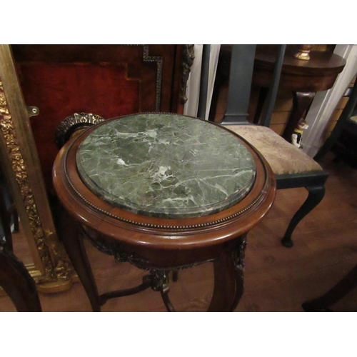 180 - Pair of Circular Form Green Marble Top Side Tables Mahogany Ormolu Mounted Each Approximately 14 Inc... 