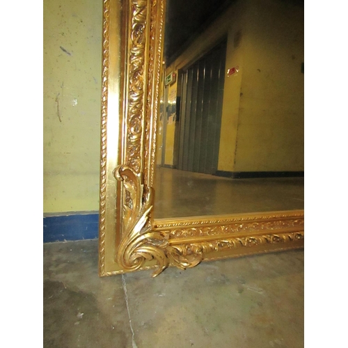 183 - Very Large Gilded Wall Mirror Approximately 7ft High x 3ft 6 Inches Wide Swag Motif Decoration to Up... 