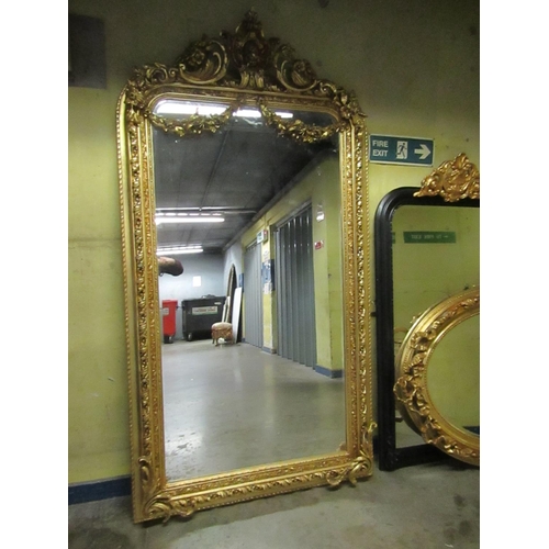 183 - Very Large Gilded Wall Mirror Approximately 7ft High x 3ft 6 Inches Wide Swag Motif Decoration to Up... 