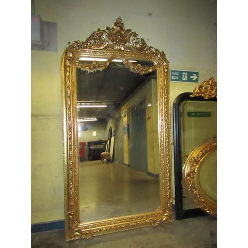 183 - Very Large Gilded Wall Mirror Approximately 7ft High x 3ft 6 Inches Wide Swag Motif Decoration to Up... 