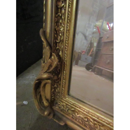 184 - Gilded Wall Mirror Rectangular Form with Cherub Motif Surmounts Approximately 5ft 8 Inches High x 2f... 