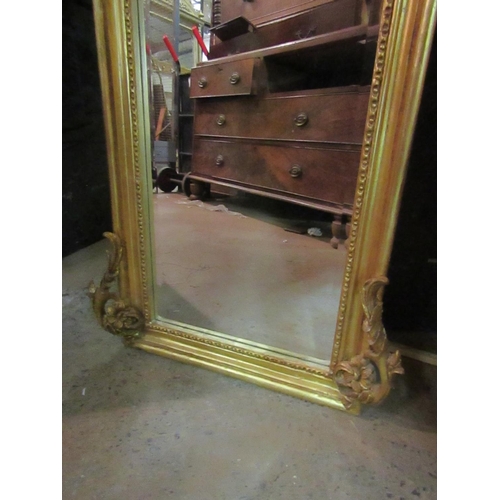 186 - Gilded Pier Mirror Slender Form Approximately 6ft High with Circular Roundel Decoration