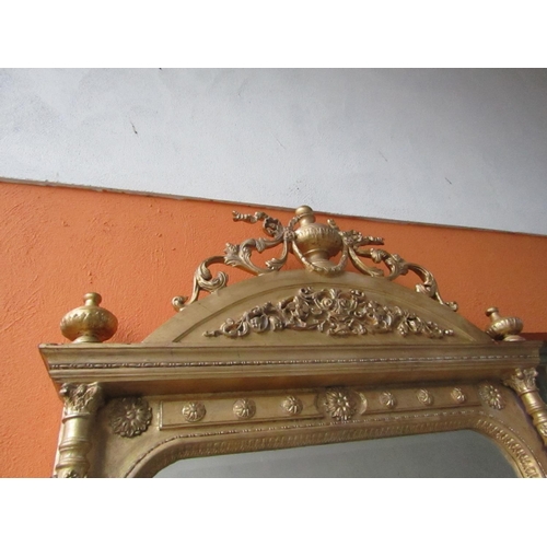 187 - Very Large Carved Giltwood Rectangular Form Wall Mirror with Upper Erne Swag Motif Decoration Approx... 