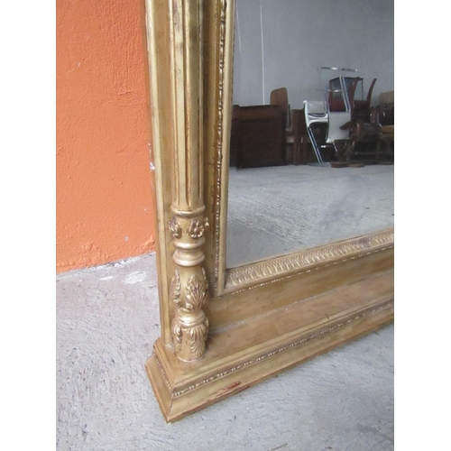 187 - Very Large Carved Giltwood Rectangular Form Wall Mirror with Upper Erne Swag Motif Decoration Approx... 