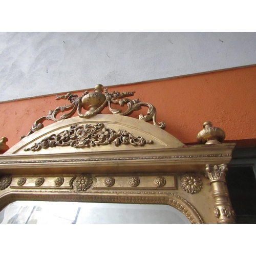 188 - Matching Very Large Carved Giltwood Rectangular Form Wall Mirror with Upper Erne Swag Motif Decorati... 