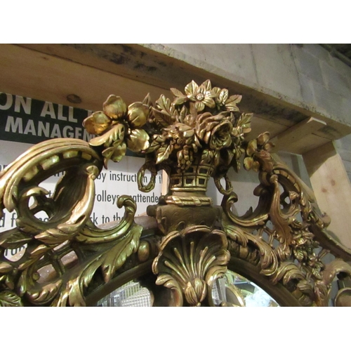 189 - Very Large Oval Form Gilded Wall Mirror with Cherub Motif Decoration Upper Cartouche Motifs Approxim... 