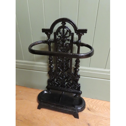 193 - Cast Iron Stick and Umbrella Stand with Drip Tray Approximately 22 Inches High x 12 Inches Wide