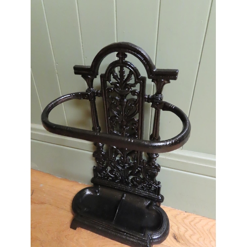 193 - Cast Iron Stick and Umbrella Stand with Drip Tray Approximately 22 Inches High x 12 Inches Wide