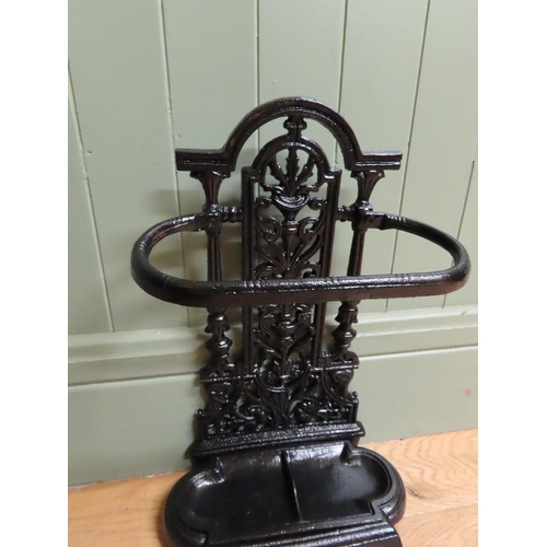 193 - Cast Iron Stick and Umbrella Stand with Drip Tray Approximately 22 Inches High x 12 Inches Wide