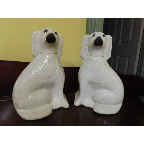 195 - Pair of Antique Staffordshire Figures Seated Spaniels Each Approximately 12 Inches High