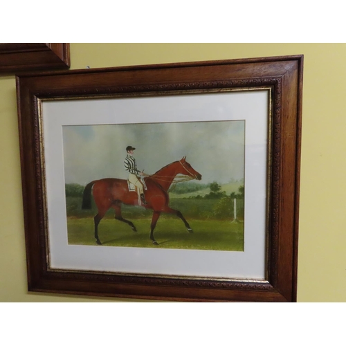 196 - Pair of Portraits Racing Horses Contained Within Walnut Frames Each Approximately 18 Inches High x 2... 