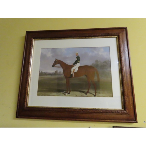 196 - Pair of Portraits Racing Horses Contained Within Walnut Frames Each Approximately 18 Inches High x 2... 